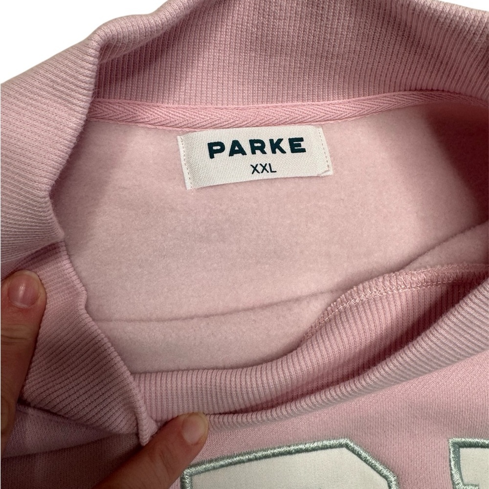 NEW Parke Sprinkle Varsity Mockneck Fleece Sweatshirt Pink Size XXL NWT - Picture 7 of 8